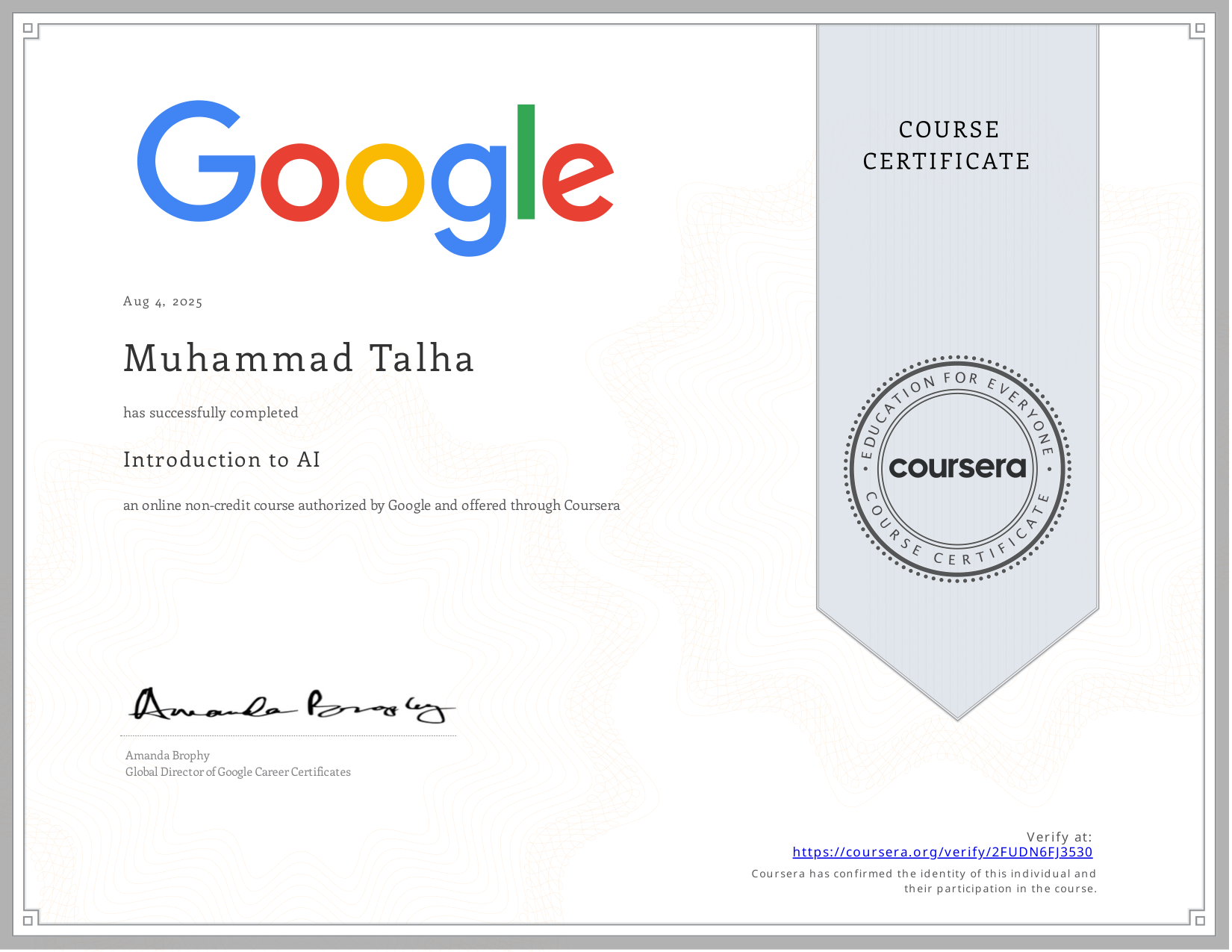 Certificate Preview